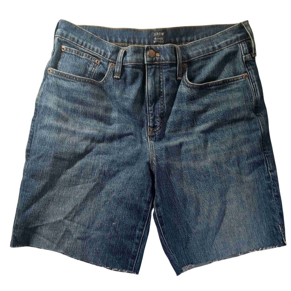 J.Crew Relaxed Fit Raw Hem Denim Shorts Size 30 (34" Waist) Boyfriend Cut